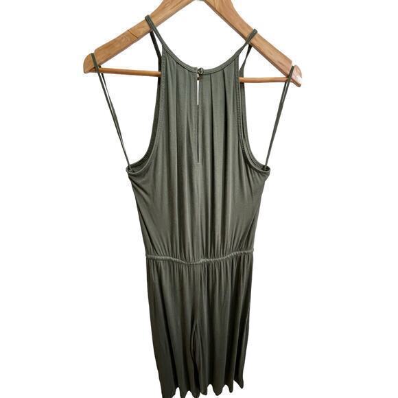 Gap Halter-Neck Wide Leg, Drawstring Waist, Olive Sage Green Jumpsuit‎ - Picture 3 of 13